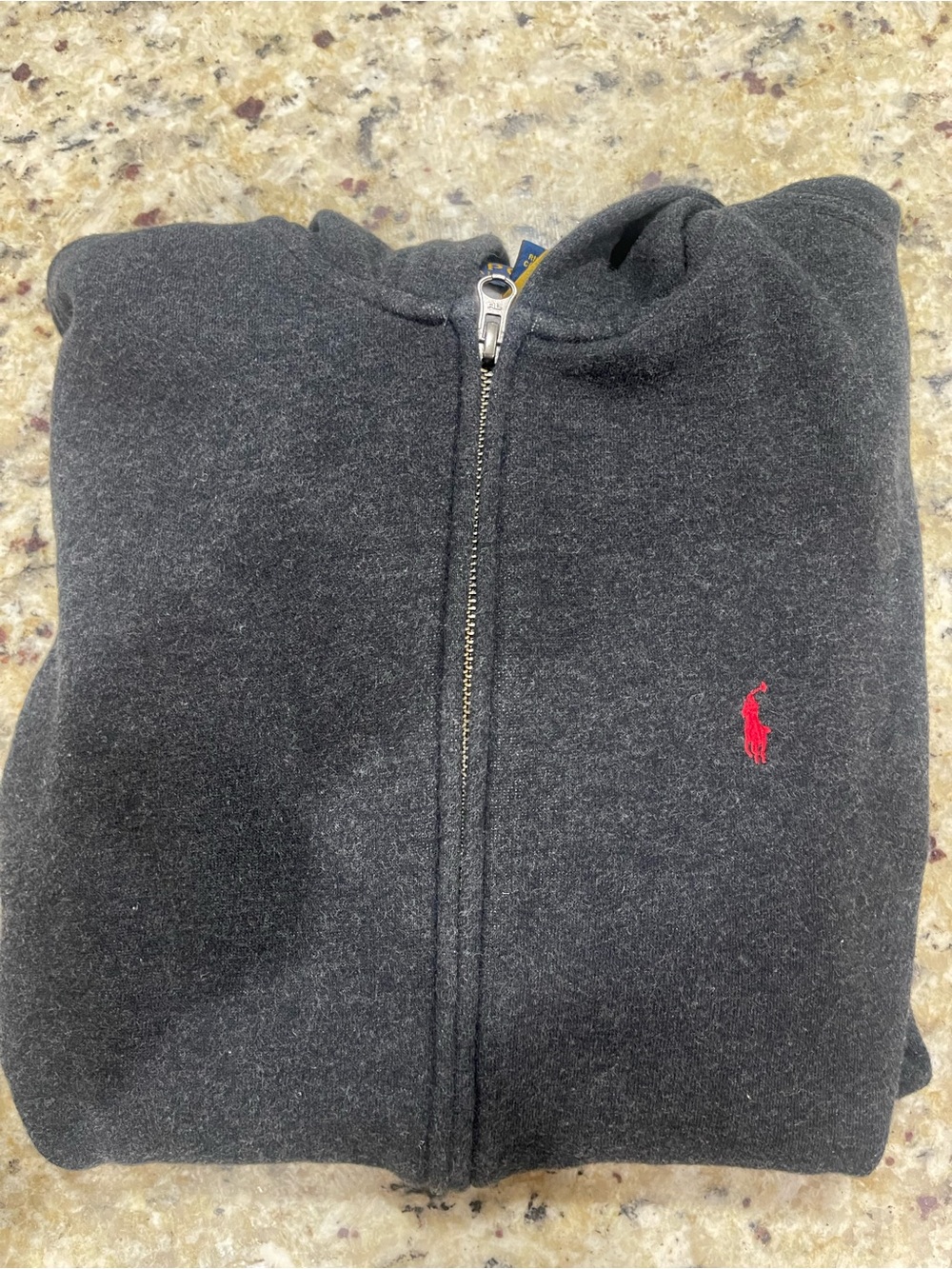 Polo by Ralph Lauren Dark Charcoal Zip-Up Sweater with Red Pony